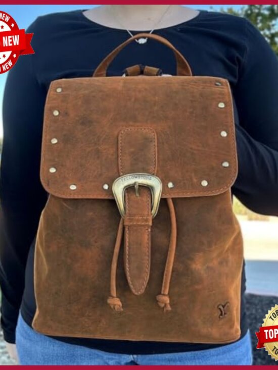 Officially Licensed Yellowstone Studded Leather Backpack for Women - Western Officially Licensed Yellowstone Studded Leather Backpack for  main image 2
